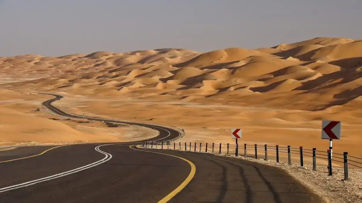Road through sand dunes of Liwa, Abu Dhabi, UAE